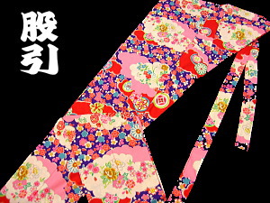 義若オリジナル股引き 雲どりに花(赤ピンク紫)